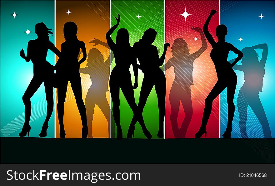 Woman dancing and color background. Woman dancing and color background