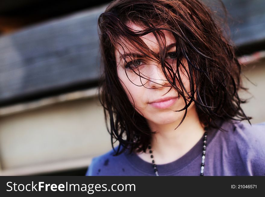 A young woman with a grunge rock style. A young woman with a grunge rock style.