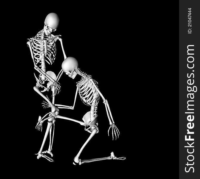 Skeletons in a halloween pose. Skeletons in a halloween pose