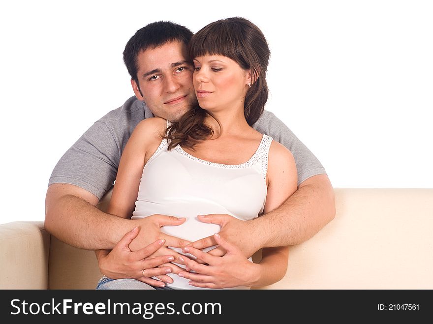 Portrait of a nice couple on a white. Portrait of a nice couple on a white