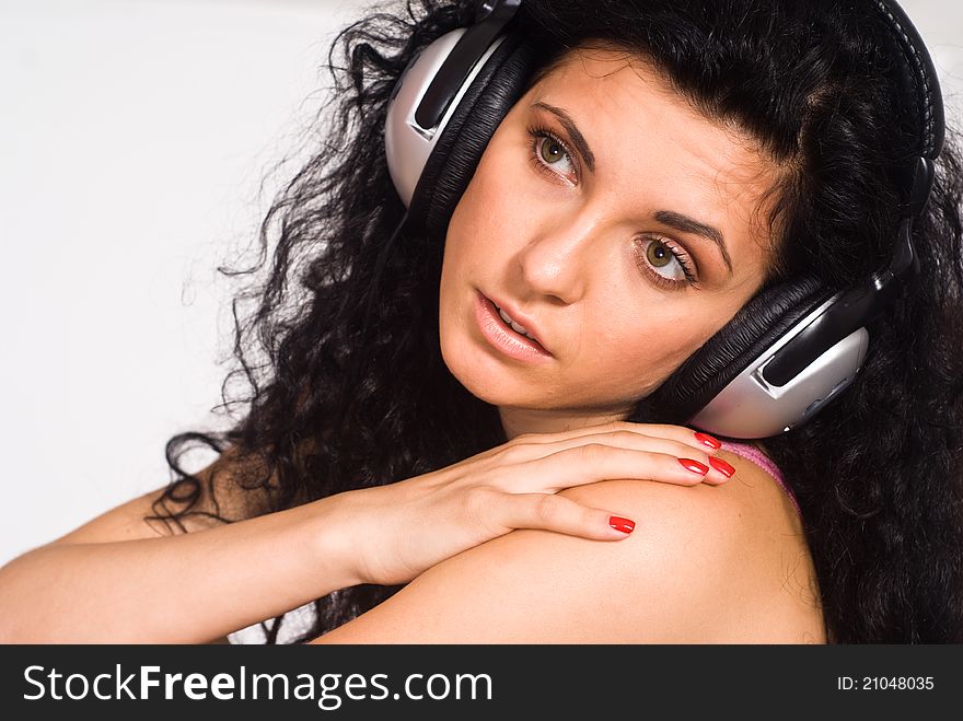 Portrait of a cute girl with headphones. Portrait of a cute girl with headphones