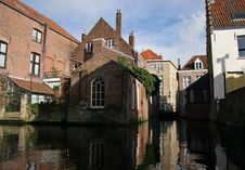 Reflected Bruges Houses, Canal View Royalty Free Stock Photos Reflected Bruges Houses, Canal View Royalty Free Stock Photos