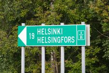 Road Sign To Helsinki Royalty Free Stock Photo