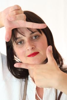 Woman  Framing Her Hands Stock Images
