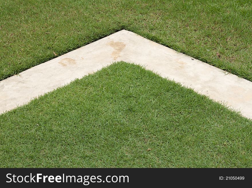 Grass with the cement corner. Grass with the cement corner.