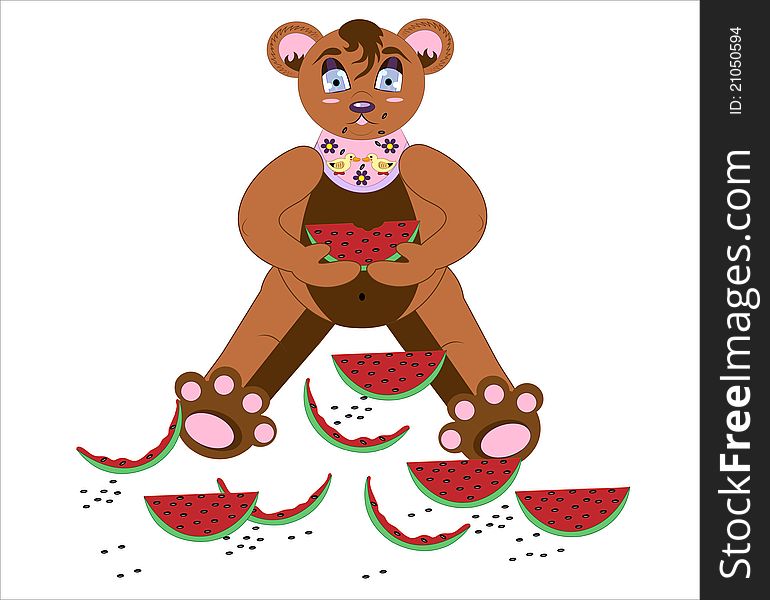 Bear and a water-melon.