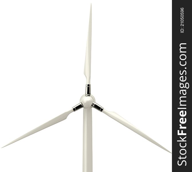 Wind turbine isolated on white background.