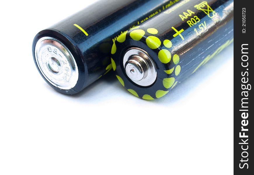 Two AAA batteries isolated on a white background