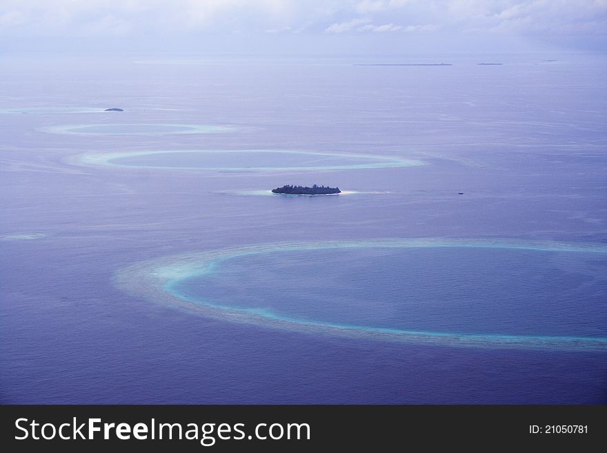 Maldive Islands - Flight above atolls