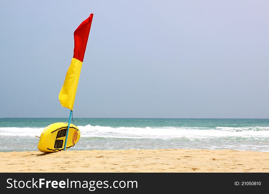 Surf Rescue Surfboard And Flags