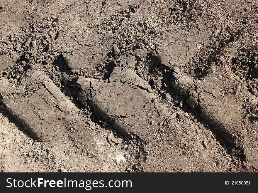 Tracks on sand from tire. Tracks on sand from tire