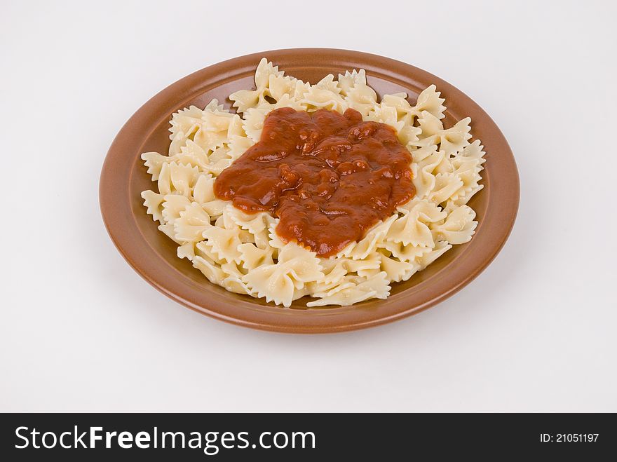 Pasta with tomato sauce on a plate