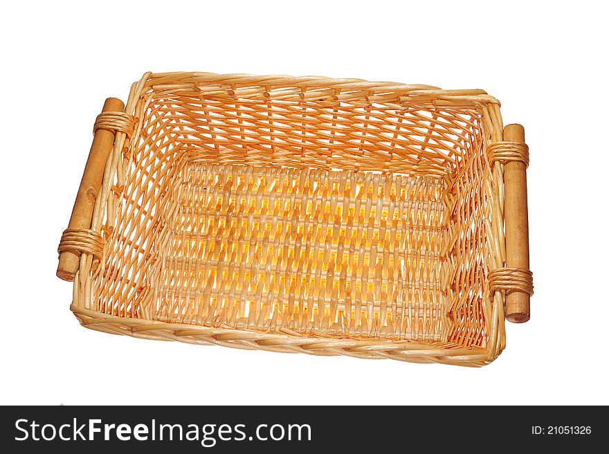 Square Shaped Wicker Basket Isolated On White Background