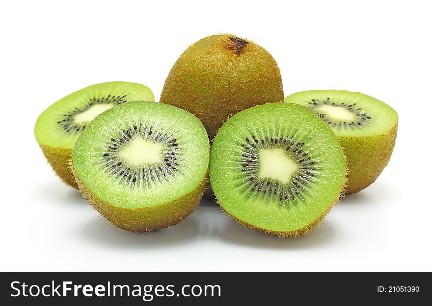 Kiwi fruit on a white background