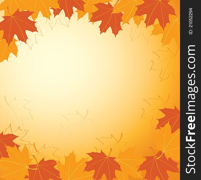 Background with autumn maple leaves; gradient used. Background with autumn maple leaves; gradient used