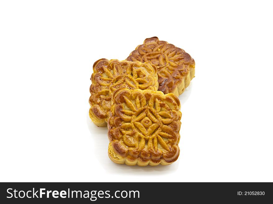 Moon cake on white background