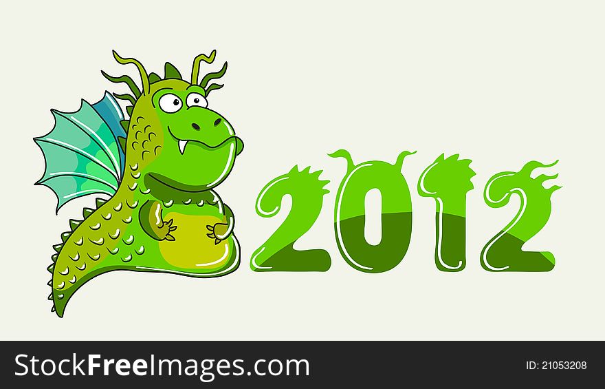 Green dragon illustration with 2012 numbers