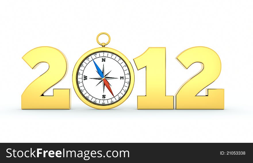 A compass as a part of concept, choose you direction on 2012 year. A compass as a part of concept, choose you direction on 2012 year