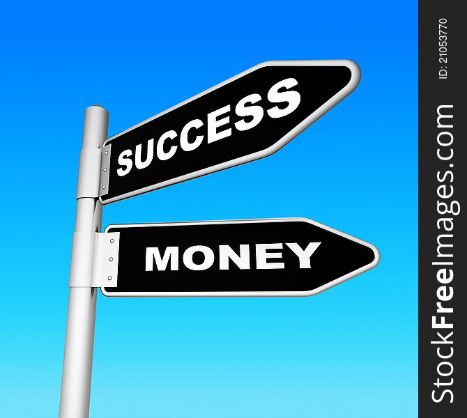 Signpost with word success and money