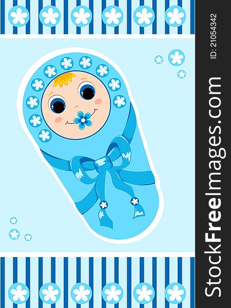 Baby boy card. Vector illustration. Baby boy card. Vector illustration.