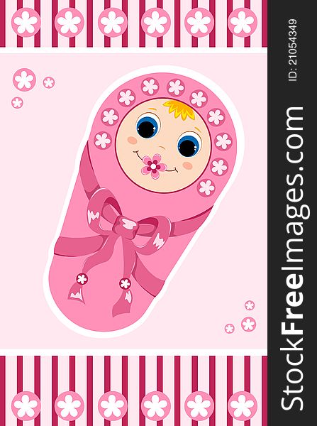 Baby girl card. Vector illustration. Baby girl card. Vector illustration.