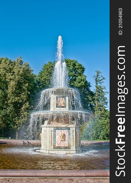 Roman Fountain In Peterhof, Russia