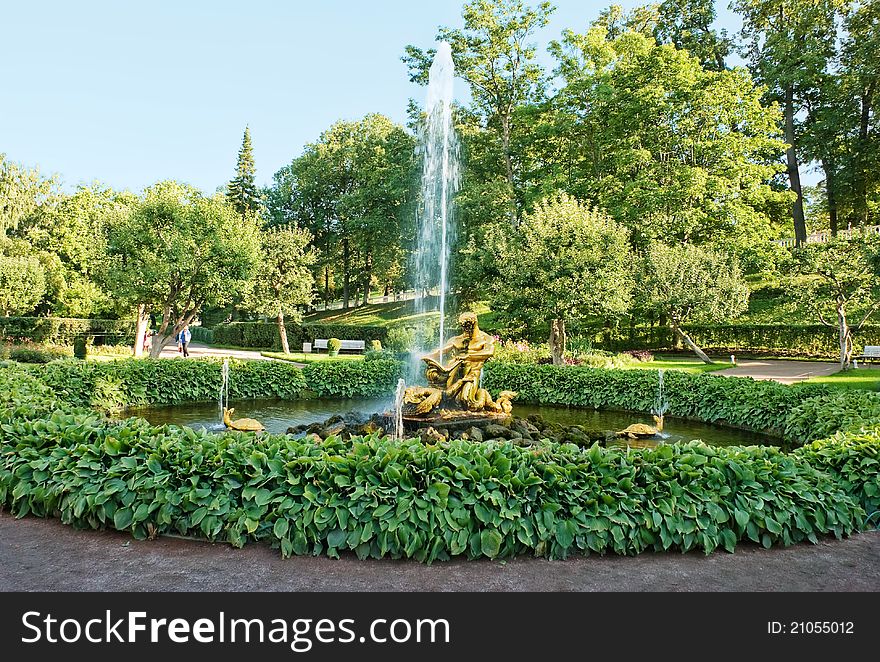 Triton with sea monster fountain, peterhof