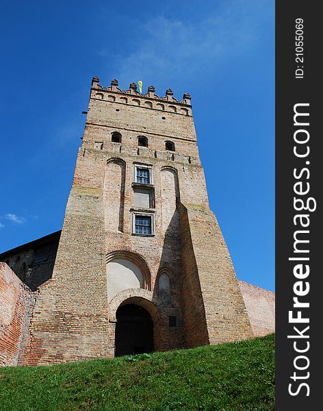 Lofty ancient gate and tower, fortress of Lyuborta, Ukraine