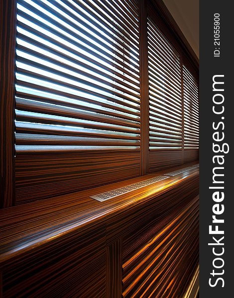 Modern look of a wooden window, interior decoration. Modern look of a wooden window, interior decoration.