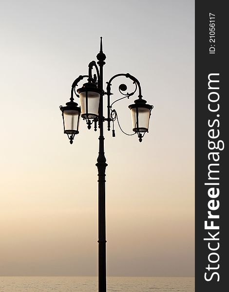 Lantern at the promenade of Lazise, Lake Garda, Veneto, Italy, Europe. Lantern at the promenade of Lazise, Lake Garda, Veneto, Italy, Europe