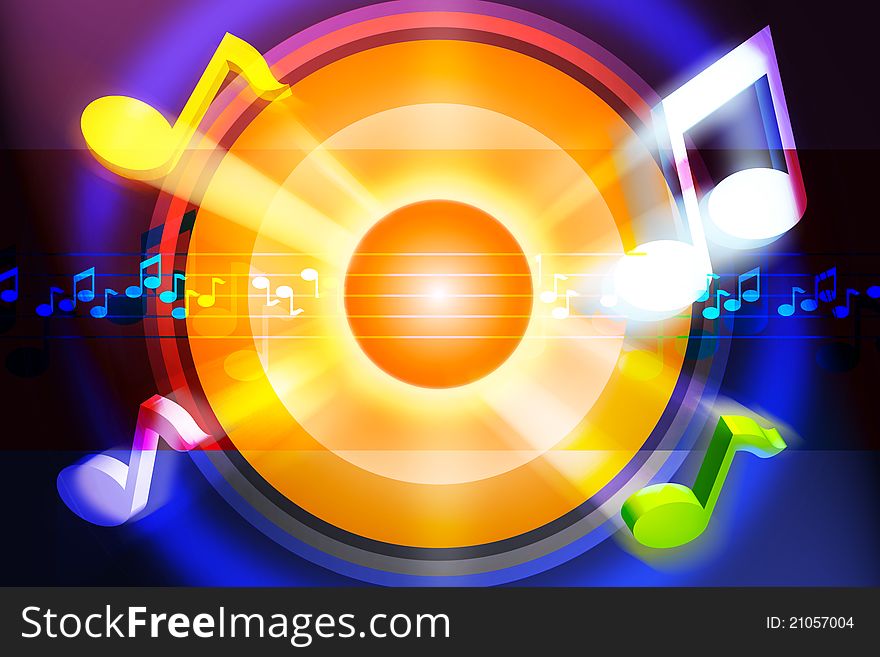 Music motive on strong colors background. Music motive on strong colors background