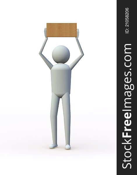 3d human with blank label for text and symbol