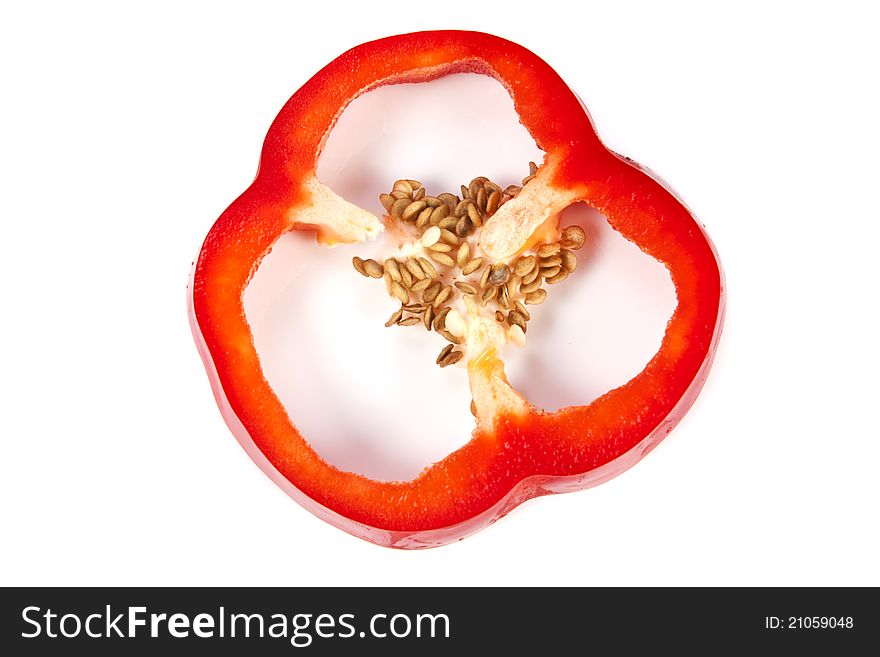 Freshness red bell pepper portion on white background