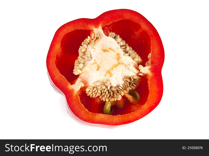 Freshness red bell pepper portion on white background