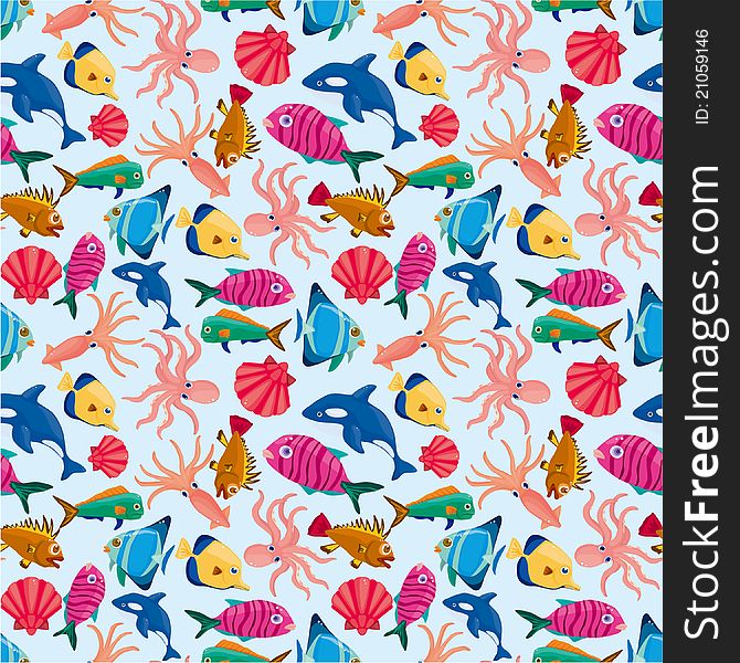 Cartoon fish seamless pattern,,illustration