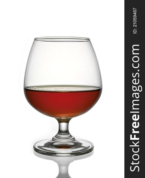 Empty wine glass on white background