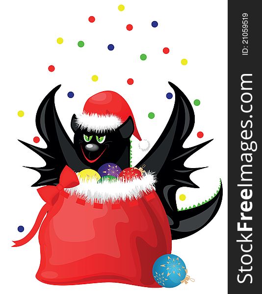 Black dragon with color ball as simbol 2012 years. Black dragon with color ball as simbol 2012 years