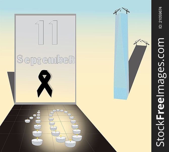 In drawing the memorial to victims is represented on September, 11th. In drawing the memorial to victims is represented on September, 11th.