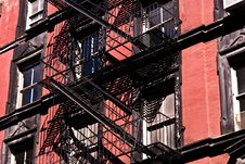Fire Ladder At Old Houses Downtown Stock Image Fire Ladder At Old Houses Downtown Stock Image