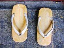 Sandal With A Thick Sole Of Wood Royalty Free Stock Photos Sandal With A Thick Sole Of Wood Royalty Free Stock Photos