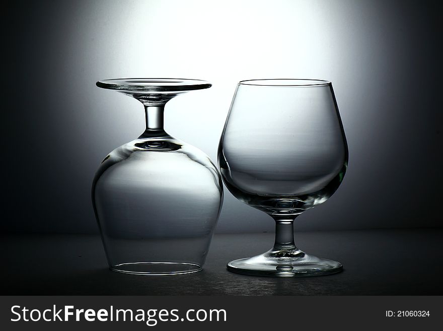 Clear brandy glass, studio shot