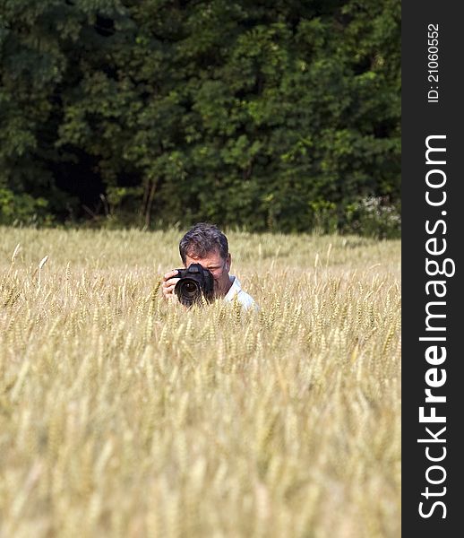 Fotographer In Corn Field