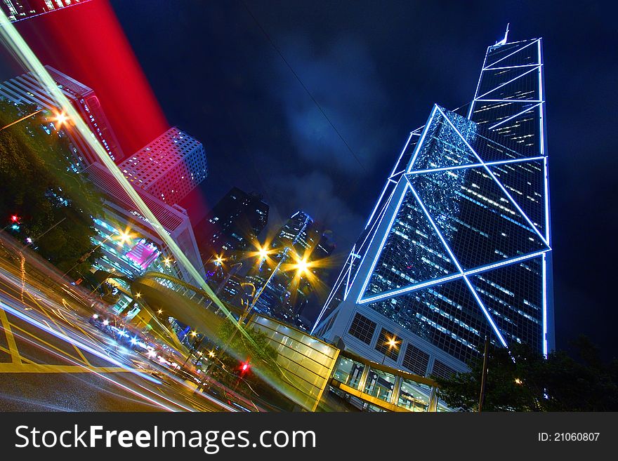 Busy Traffic In City At Night