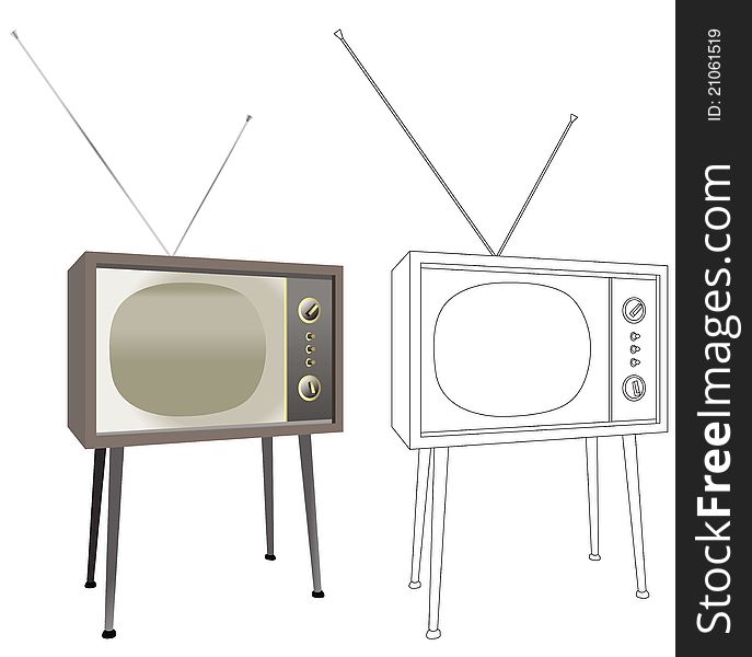 This image represent an old tv, colored and black and white. This image represent an old tv, colored and black and white