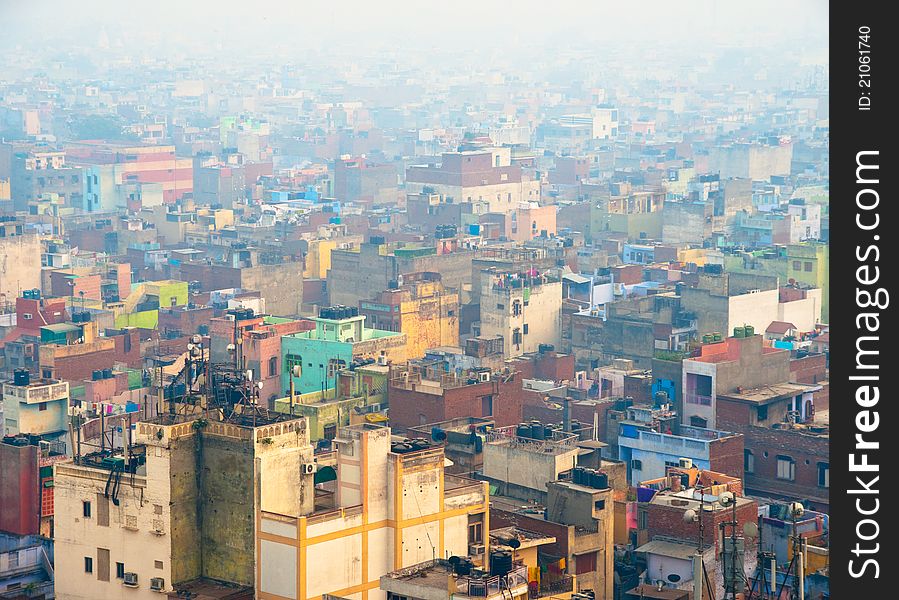 Indian city roofs birdyey vieww. Indian city roofs birdyey vieww