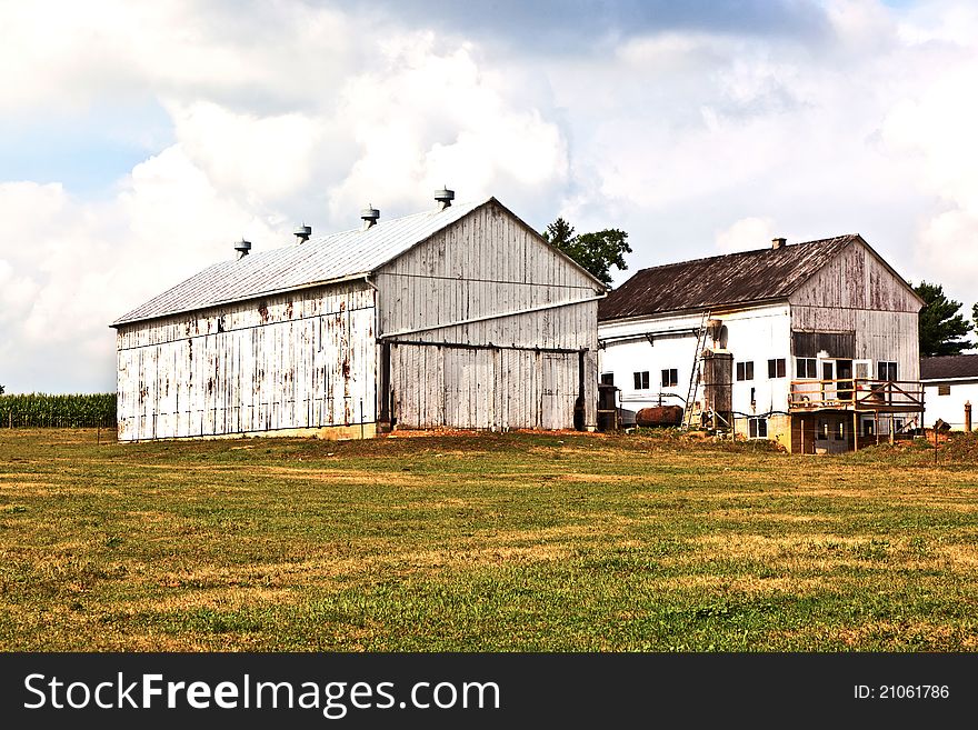 Farm house with field and silo