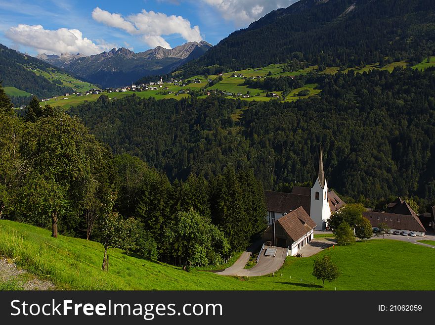 Typical view of the Alps with church in the foreground, Austria. Typical view of the Alps with church in the foreground, Austria