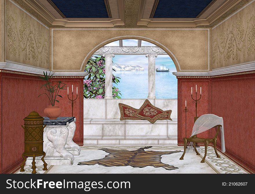 3d render of a mediteran room