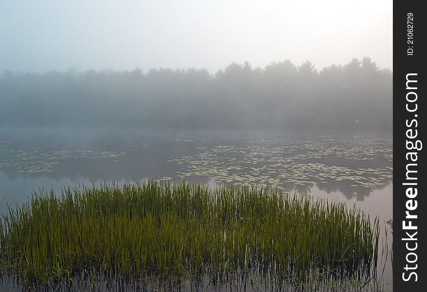 Silver Lake in Sullivan County of New York State in the early morning. Silver Lake in Sullivan County of New York State in the early morning