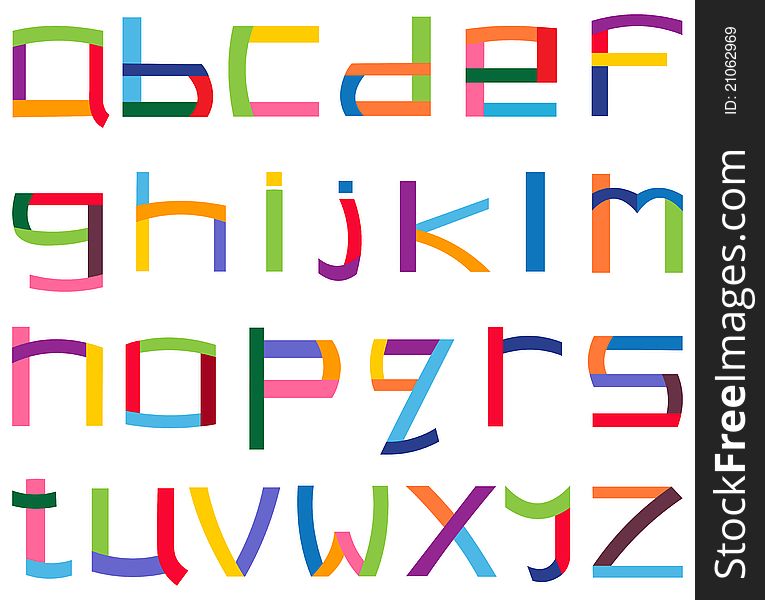 Colorful lower case alphabet